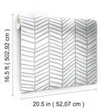 Cat Coquillette Herringbone Grey Peel & Stick Wallpaper