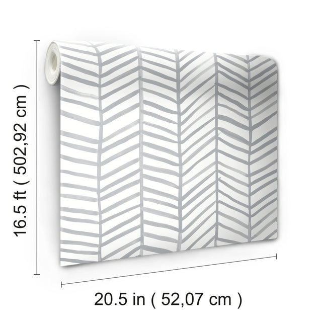 Cat Coquillette Herringbone Grey Peel & Stick Wallpaper