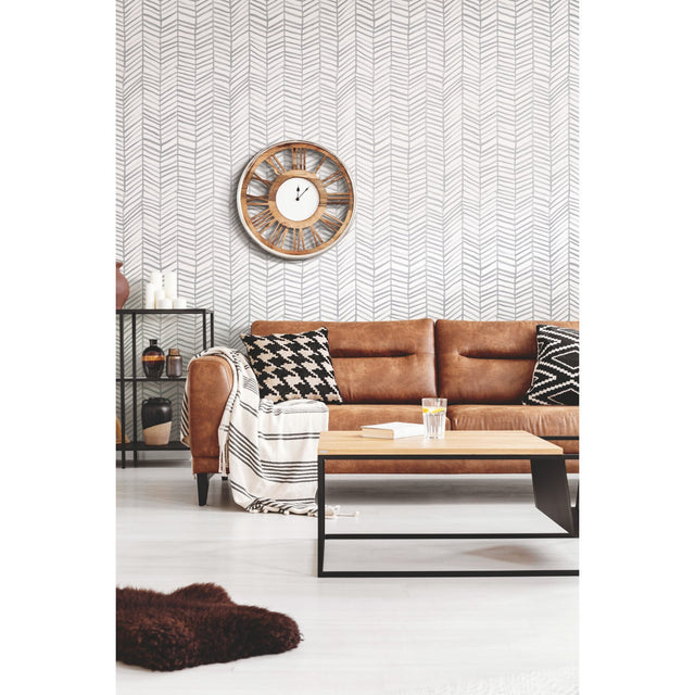 Cat Coquillette Herringbone Grey Peel & Stick Wallpaper