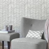 Cat Coquillette Herringbone Grey Peel & Stick Wallpaper