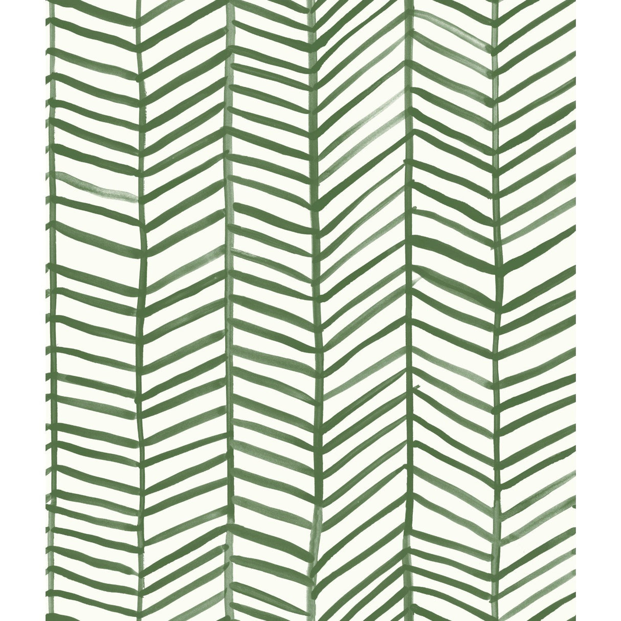 Cat Coquillette Herringbone Green Peel & Stick Wallpaper with Hand-Painted Herringbone Motif - York RMK11632WP