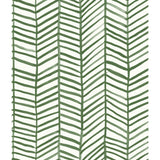 Cat Coquillette Herringbone Green Peel & Stick Wallpaper with Hand-Painted Herringbone Motif - York RMK11632WP