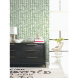 Cat Coquillette Herringbone Green Peel & Stick Wallpaper with Hand-Painted Herringbone Motif - York RMK11632WP