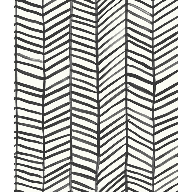 Cat Coquillette Herringbone Black Peel & Stick Wallpaper
