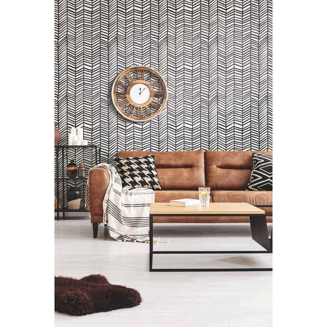 Cat Coquillette Herringbone Black Peel & Stick Wallpaper