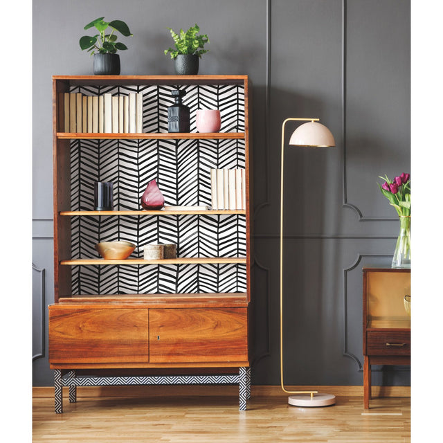 Cat Coquillette Herringbone Black Peel & Stick Wallpaper