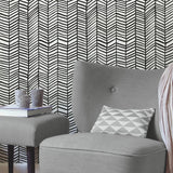 Cat Coquillette Herringbone Black Peel & Stick Wallpaper