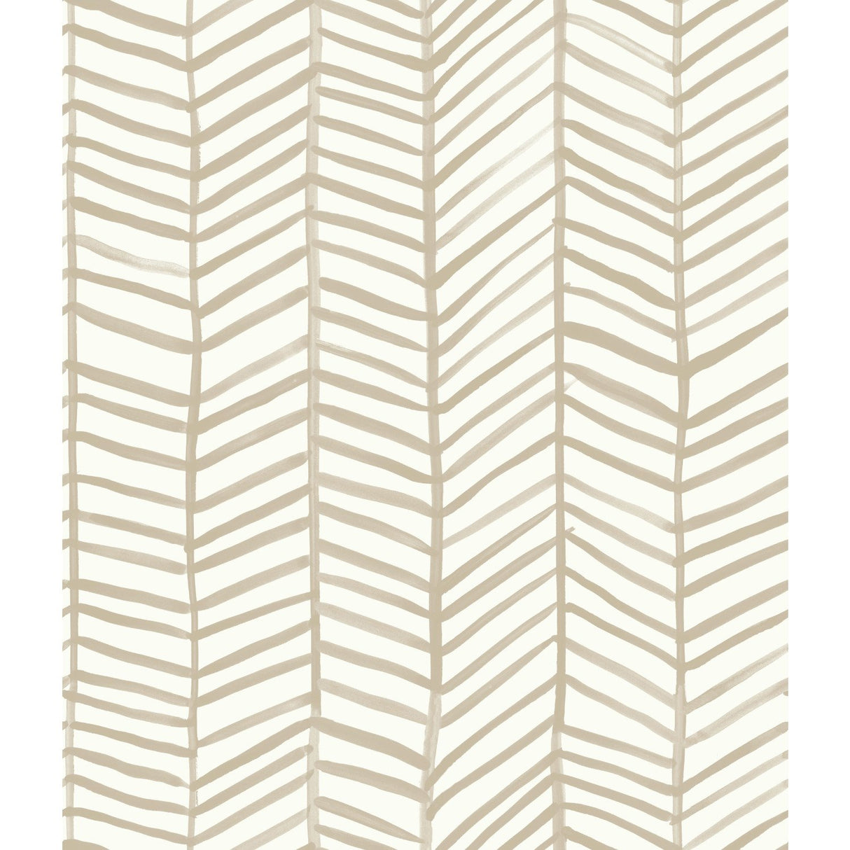 Cat Coquillette Herringbone Tan Peel & Stick Wallpaper with Global Herringbone Pattern, Traditional Style - York RMK11634WP