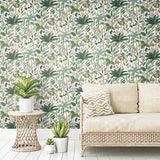 Tropical Eden Green Peel & Stick Wallpaper with Botanical Leaf Pattern - RoomMates RMK11640RL