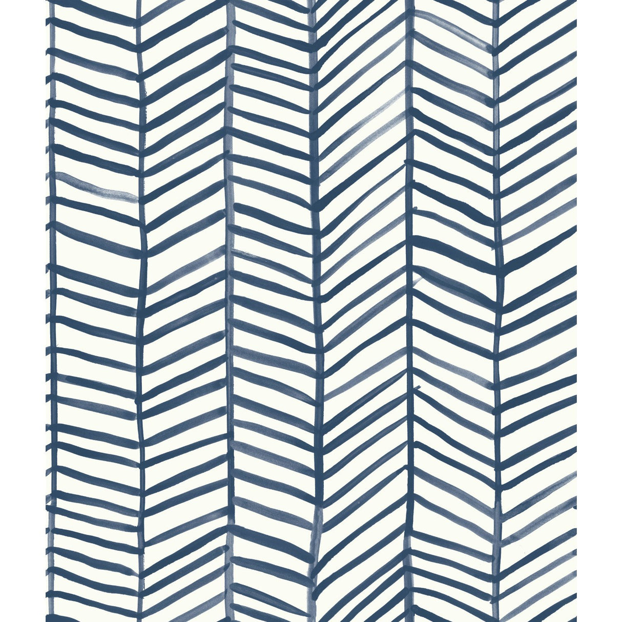 Cat Coquillette Herringbone Navy Peel & Stick Wallpaper with Hand-Painted Geometric Herringbone Pattern - York RMK11646WP