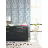 Cat Coquillette Herringbone Navy Peel & Stick Wallpaper with Hand-Painted Geometric Herringbone Pattern - York RMK11646WP