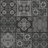 Marrakesh Tile Grey Peel & Stick Wallpaper with Global Modern Tile Pattern - York RMK11648WP