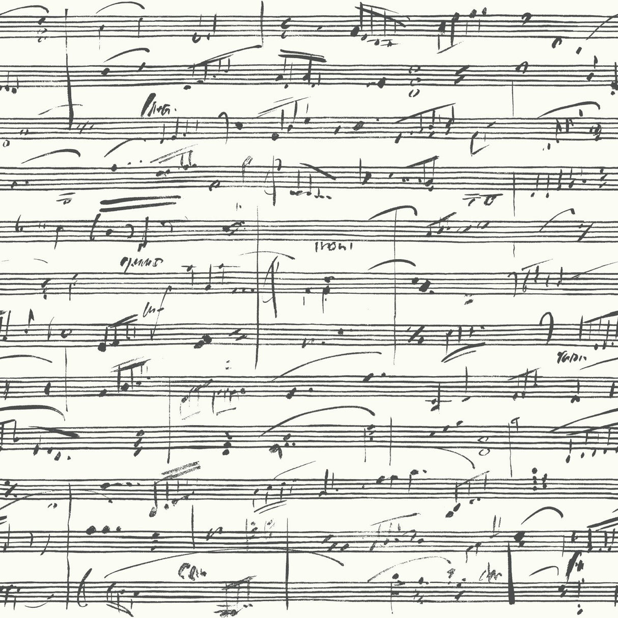 Melody Black Peel & Stick Wallpaper with Metallic Accents and Music Notation Novelty Pattern - York RMK11651WP