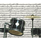 Melody Black Peel & Stick Wallpaper with Metallic Accents and Music Notation Novelty Pattern - York RMK11651WP