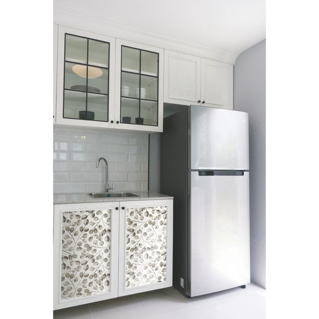 Cat Coquillette Eucalyptus Grey Peel & Stick Wallpaper with Botanical Leaves Pattern, Modern Style - York RMK11653WP