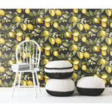 Lemon Zest Yellow Peel & Stick Wallpaper with Fruit Botanical Pattern - York RMK11658WP