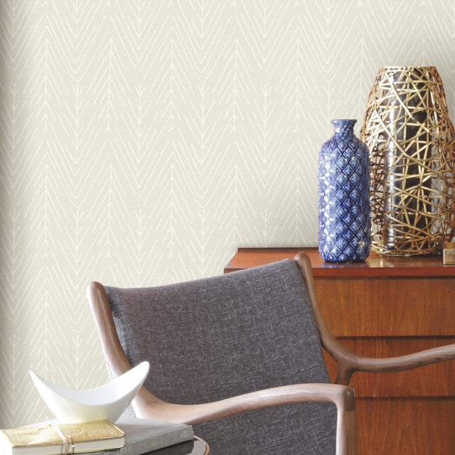 Twig Hygge Herringbone Beige Peel & Stick Wallpaper