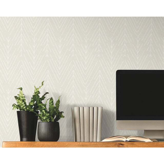 Twig Hygge Herringbone Beige Peel & Stick Wallpaper