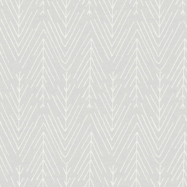 Twig Hygge Herringbone Grey Peel & Stick Wallpaper with Modern Botanical Novelty Pattern - York RMK11672WP