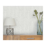 Twig Hygge Herringbone Grey Modern Geometric Peel and Stick Wallpaper, Botanical Design, Fully Removable Vinyl Wallpaper by RoomMates - RMK11672WPZ