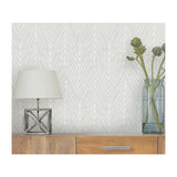 Twig Hygge Herringbone Grey Peel & Stick Wallpaper with Modern Botanical Novelty Pattern - York RMK11672WP