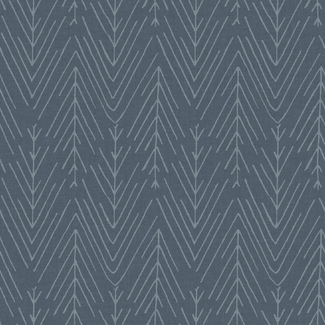 Twig Hygge Herringbone Navy Peel & Stick Wallpaper with Modern Botanical Novelty Pattern - York RMK11673WP