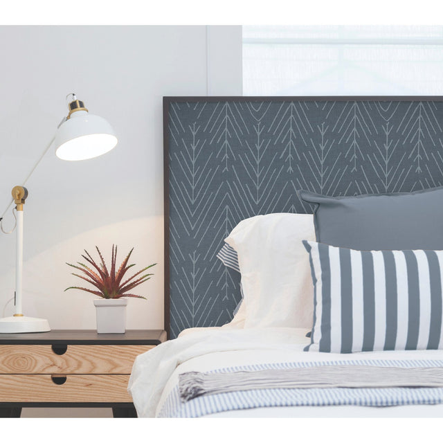 Twig Hygge Herringbone Navy Peel & Stick Wallpaper with Modern Botanical Novelty Pattern - York RMK11673WP
