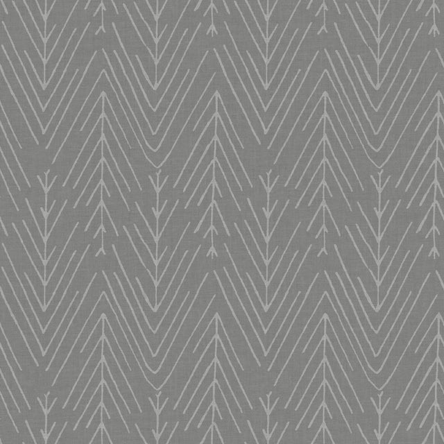 Twig Hygge Herringbone Charcoal Peel & Stick Wallpaper with Modern Botanical Novelty Pattern - York RMK11674WP