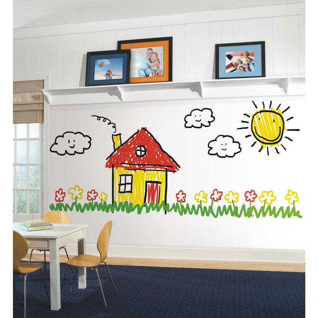 Dry Erase White Peel & Stick Wallpaper with Modern Novelty Pattern - York RMK11676WP