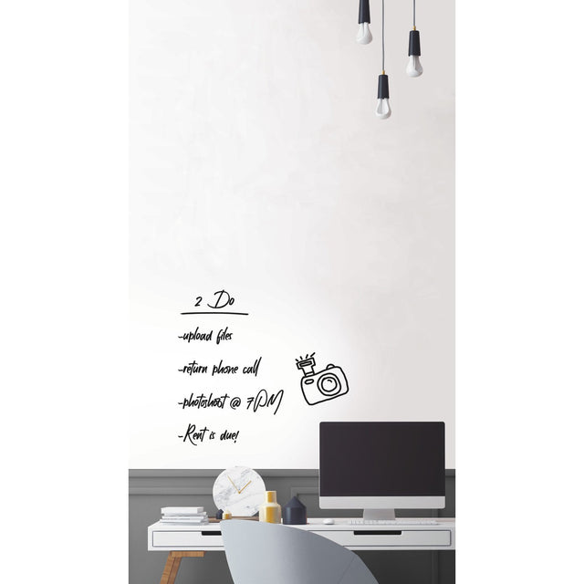 Dry Erase White Peel & Stick Wallpaper with Modern Novelty Pattern - York RMK11676WP