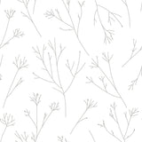 Twigs Grey Peel & Stick Wallpaper with Modern Botanical Twig Motif - York RMK11677WP