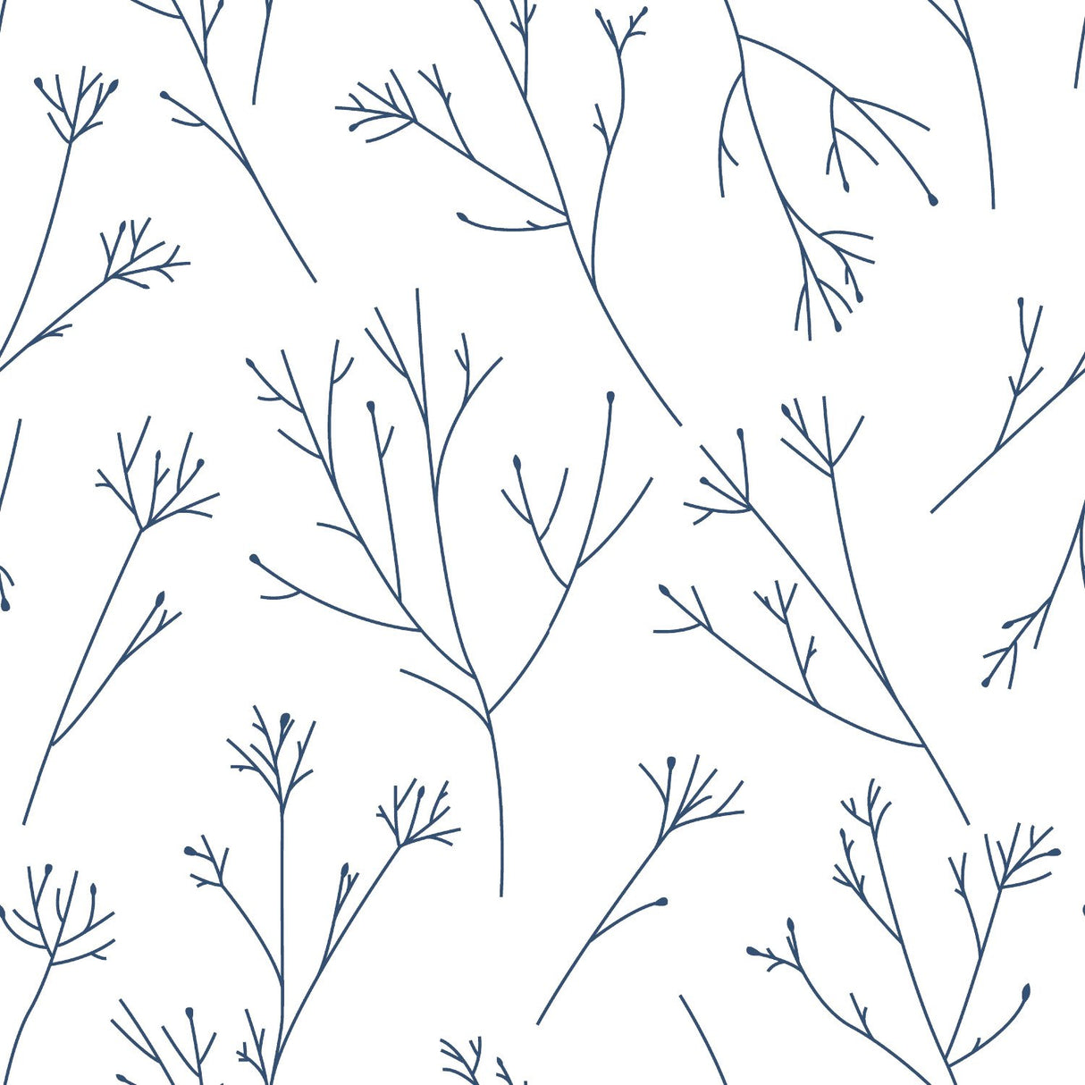 Twigs Navy Peel & Stick Wallpaper with Modern Botanical Twig Pattern - York RMK11680WP