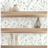 Twigs Navy Peel & Stick Wallpaper with Modern Botanical Twig Pattern - York RMK11680WP