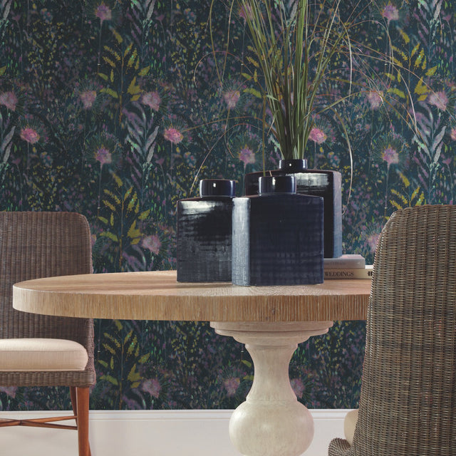 Dandelion Purple Peel & Stick Wallpaper with Modern Botanical Floral Pattern - York RMK11682WP