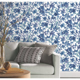 Watercolor Floral Blue Peel & Stick Wallpaper