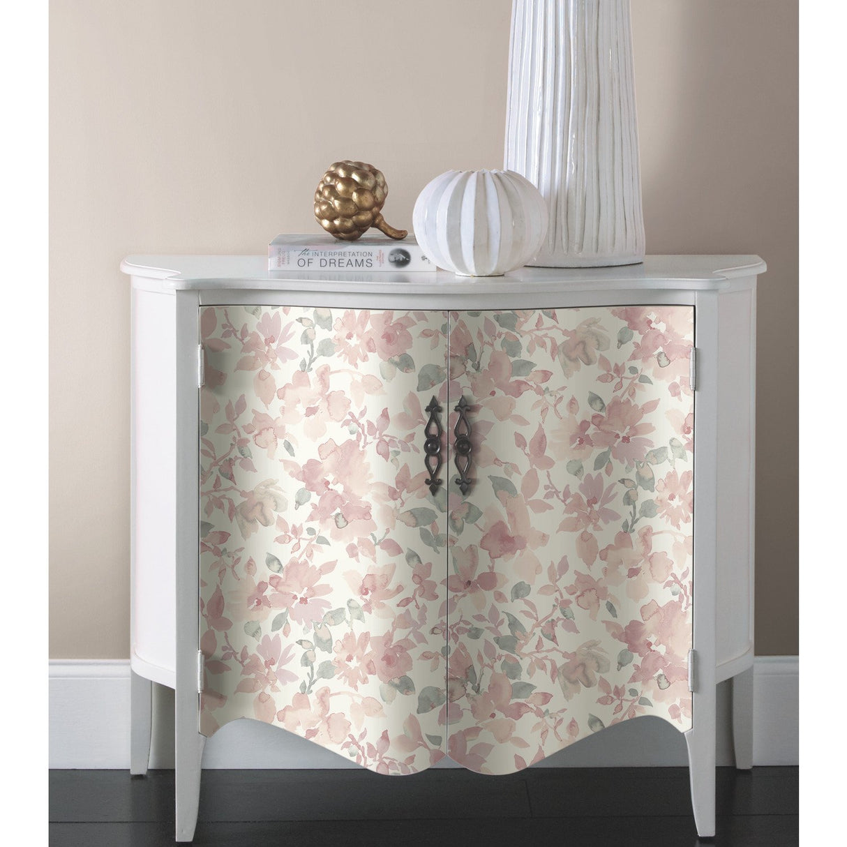 Watercolor Floral Pink Peel & Stick Wallpaper with Botanical Floral Pattern, Transitional Style - York RMK11702WP
