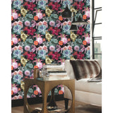 Vintage Floral Blooms Red Peel & Stick Wallpaper with Vintage Botanical Flower Pattern - York RMK11717RL