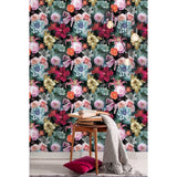 Vintage Floral Blooms Red Peel & Stick Wallpaper with Vintage Botanical Flower Pattern - York RMK11717RL