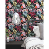 Vintage Floral Blooms Red Peel & Stick Wallpaper with Vintage Botanical Flower Pattern - York RMK11717RL