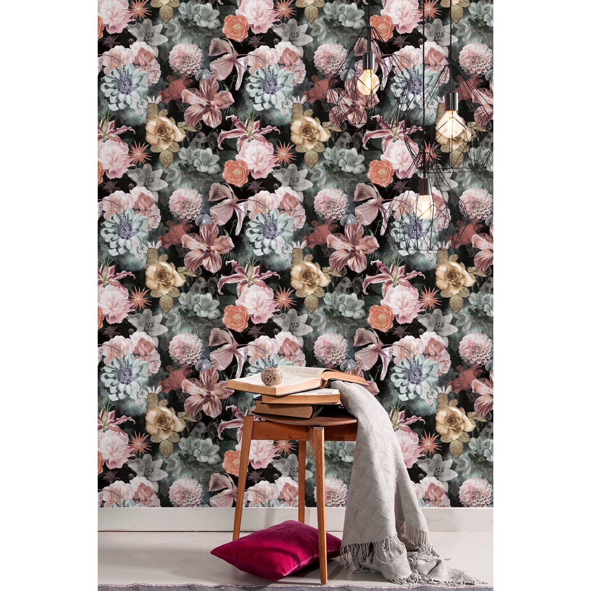 Vintage Floral Blooms Pink Peel & Stick Wallpaper with Botanical Flower Pattern, Vintage Style - York RMK11719RL