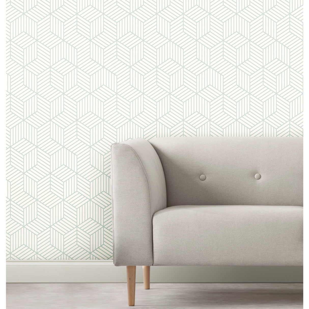 Striped Hexagon Green Peel & Stick Wallpaper, Modern Geometric Pattern - RoomMates RMK11722WP - York