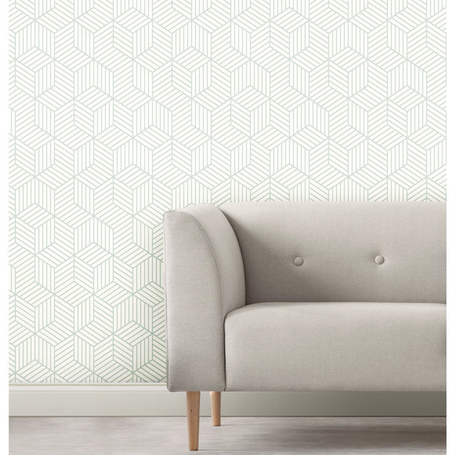 Striped Hexagon Green Peel & Stick Wallpaper, Modern Geometric Pattern - RoomMates RMK11722WP - York