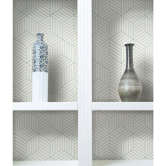 Striped Hexagon Green Peel & Stick Wallpaper, Modern Geometric Pattern - RoomMates RMK11722WP - York