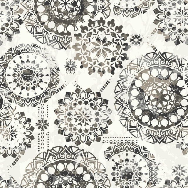 Bohemian Medallion Black Peel & Stick Wallpaper