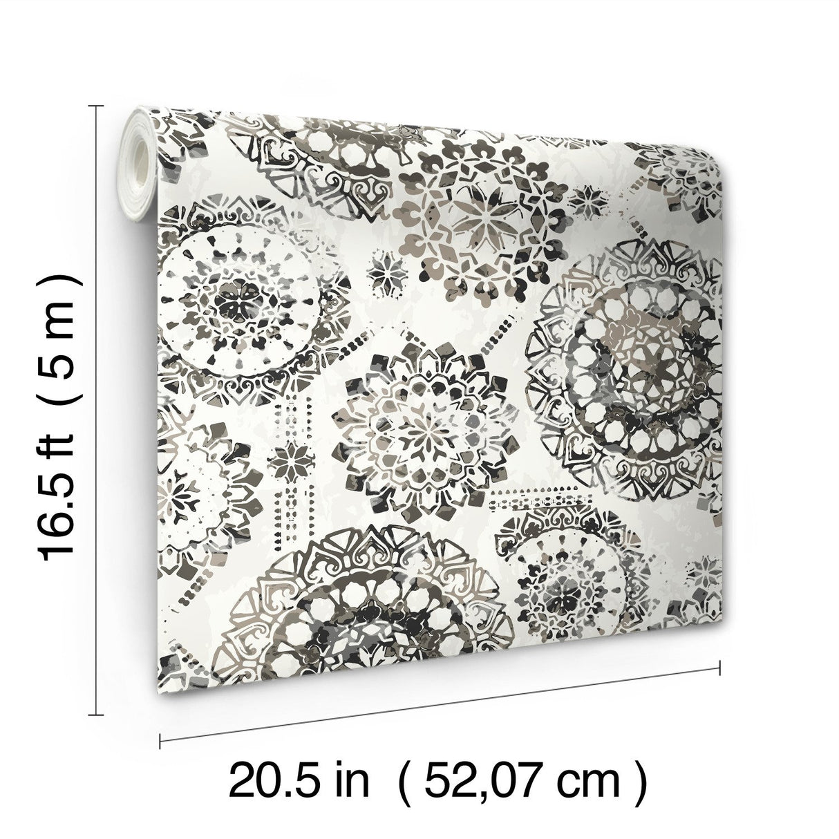 Bohemian Medallion Black Peel & Stick Wallpaper