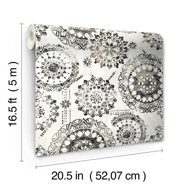 Bohemian Medallion Black Peel & Stick Wallpaper