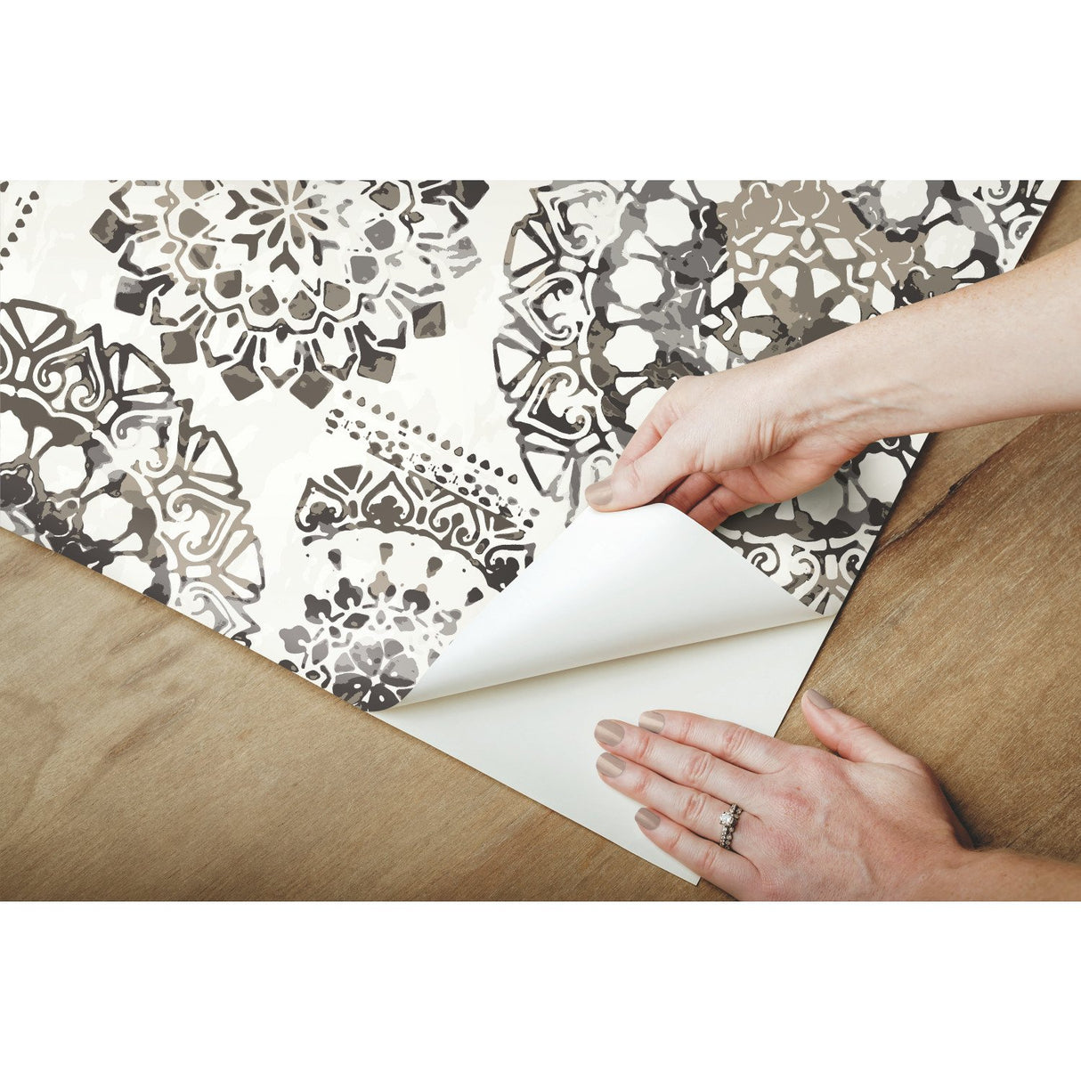 Bohemian Medallion Black Peel & Stick Wallpaper