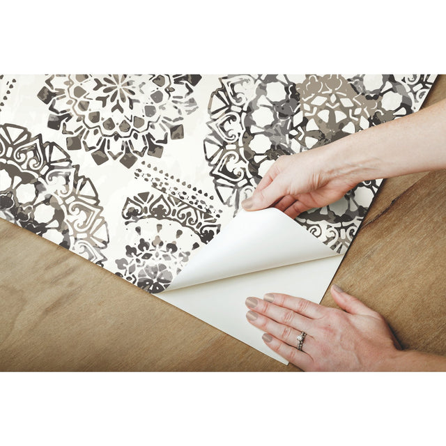 Bohemian Medallion Black Peel & Stick Wallpaper