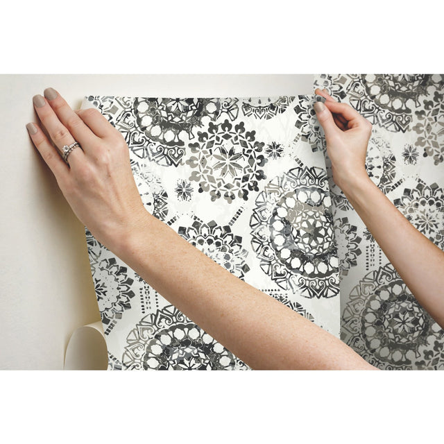 Bohemian Medallion Black Peel & Stick Wallpaper