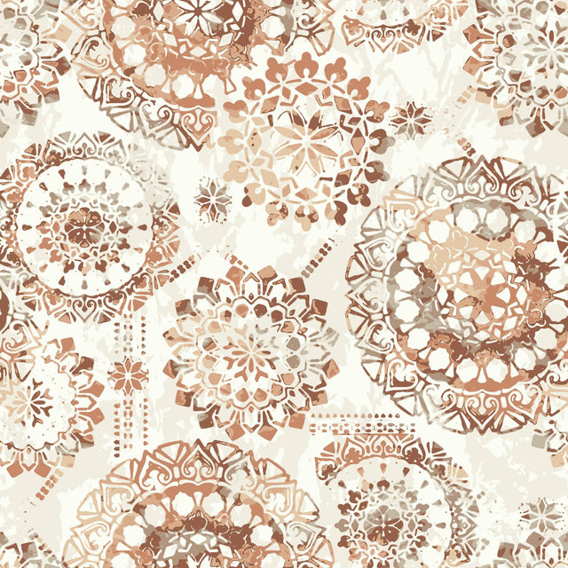 Bohemian Medallion Orange Peel & Stick Wallpaper